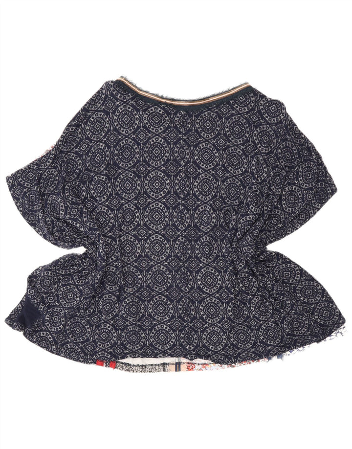 Bluză Desigual pentru femei Poncho Top UK 14 mare bleumarin patchwork boem