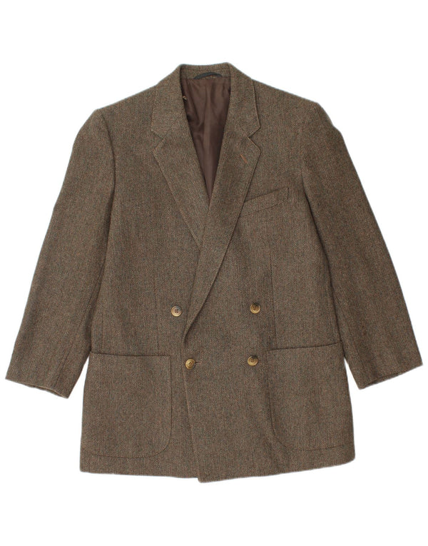 Jachetă vintage pentru bărbați la dublu piept IT 48 Medium Green Herringbone