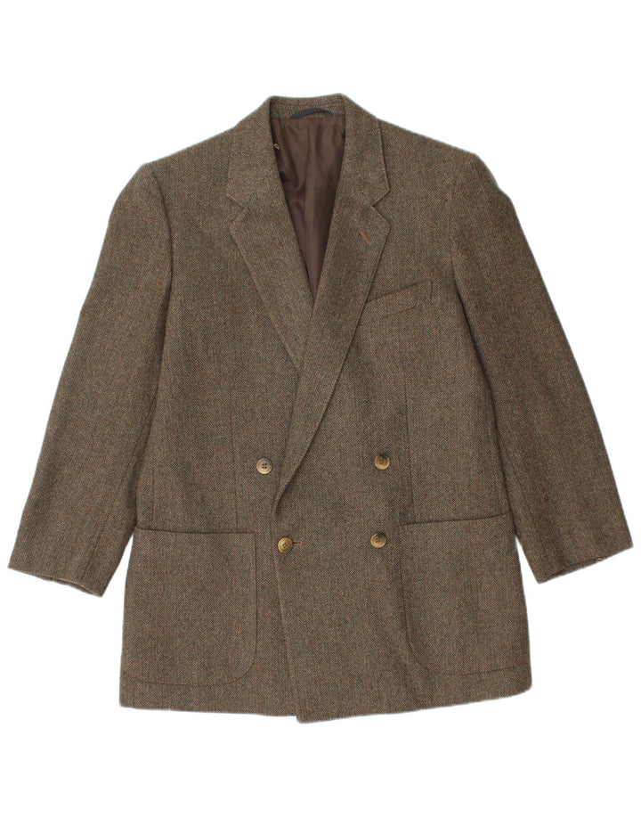 Jachetă vintage pentru bărbați la dublu piept IT 48 Medium Green Herringbone