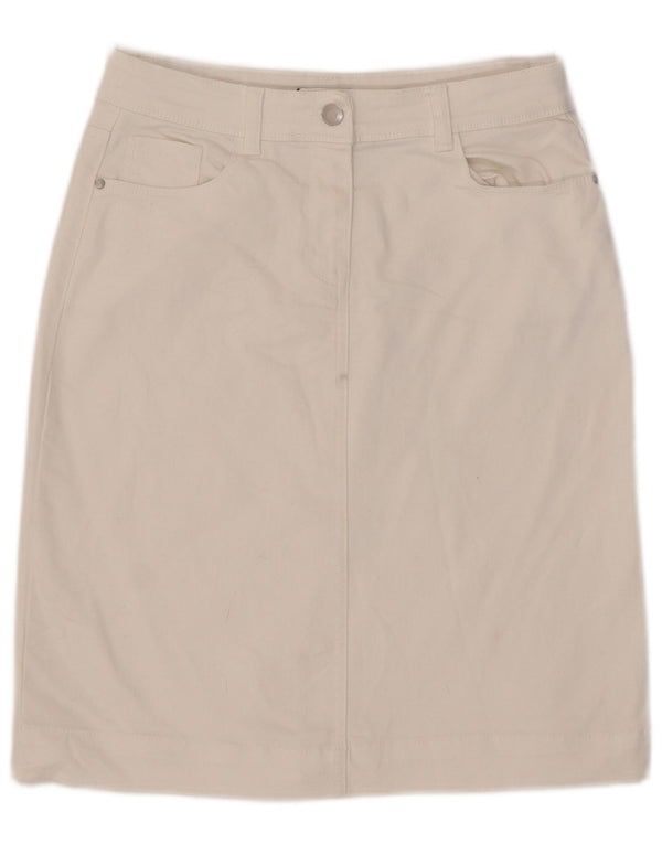 Fusta de blugi pentru femei M&Co UK 10 Small W30 Bumbac alb