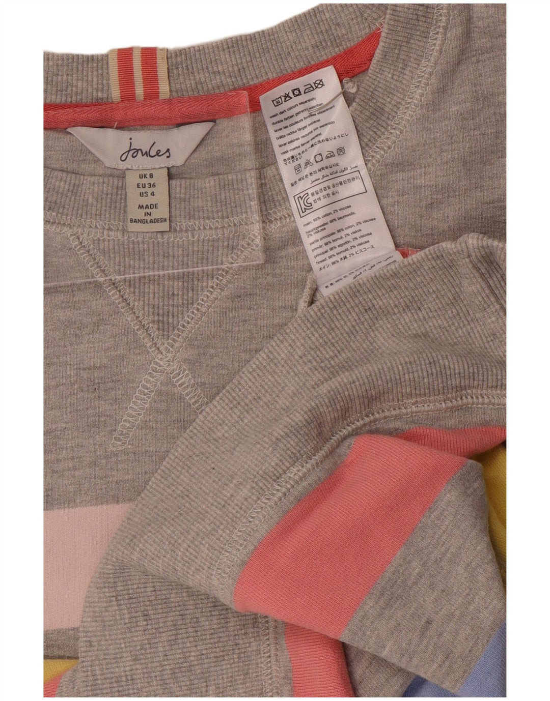 Pulover supradimensionat pentru femei Joules UK 8 Bumbac cu dungi gri mici