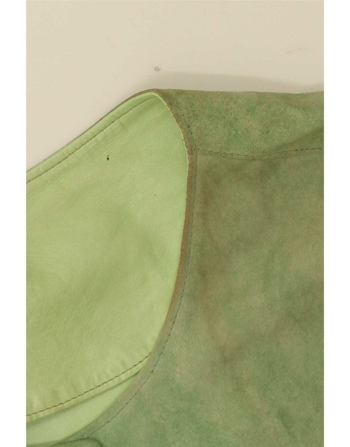 Jachetă vintage de piele intoarsa pentru femei UK 20 2XL verde