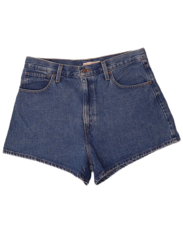 Pantaloni scurți din denim cu talie înaltă Levi's Mom W32, bumbac albastru mare