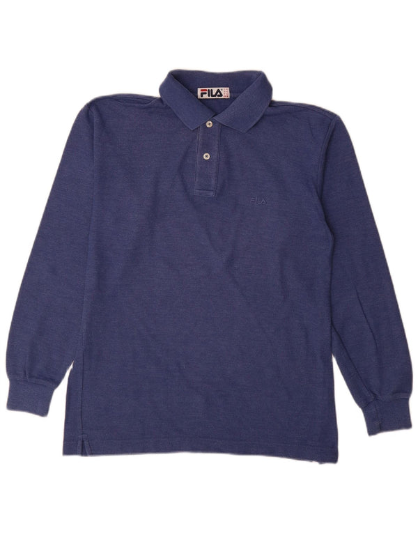 Fila Mens Long Sleeve Polo Shirt IT 42 2XS Navy Blue Cotton