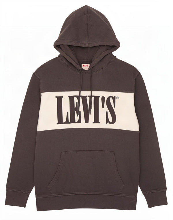 Pulover Levi's pentru bărbați cu capota, gri mediu, bumbac color bloc