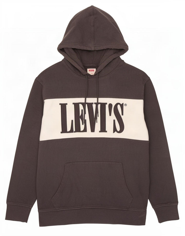 Pulover Levi's pentru bărbați cu capota, gri mediu, bumbac color bloc