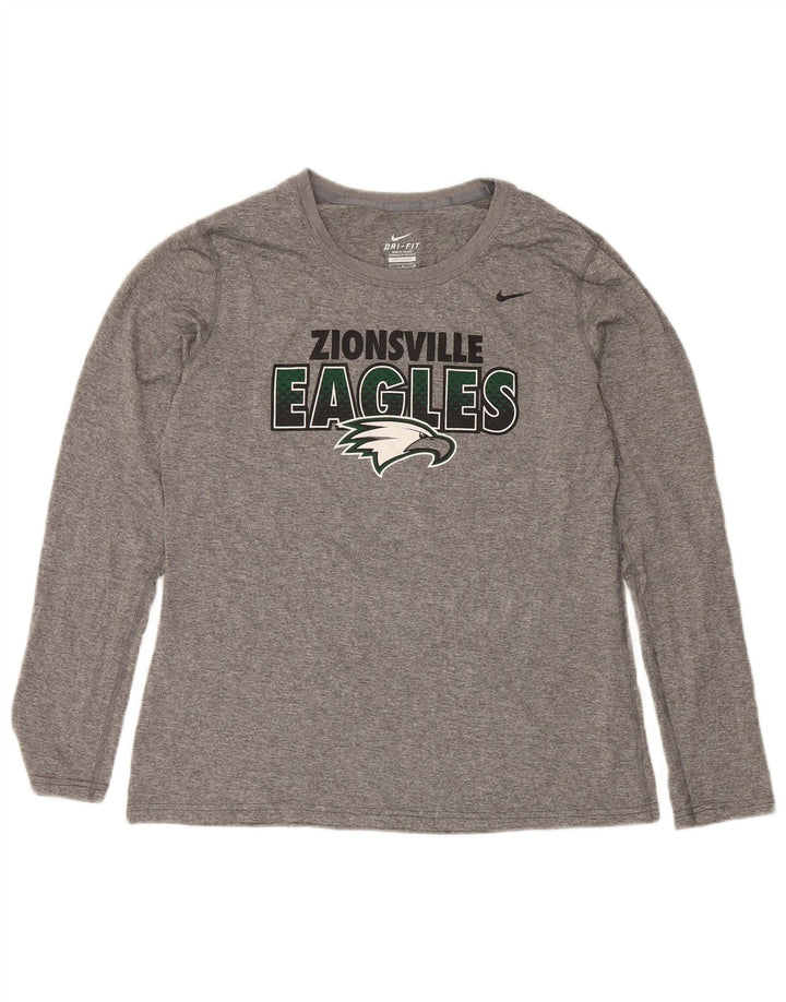 Top grafic Nike Zionsville Eagles pentru bărbați cu mânecă lungă, gri mediu pete