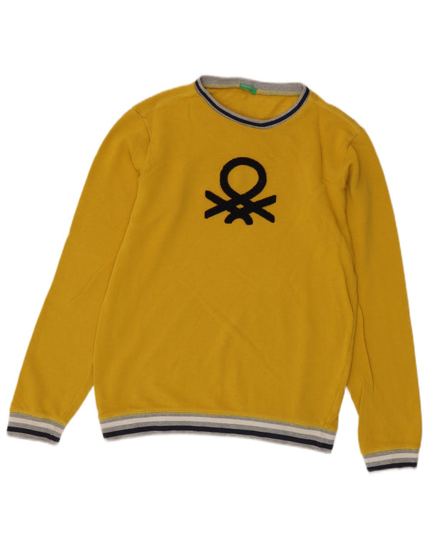 Pulover Benetton pentru băieți cu decolteu rotund 13-14 ani 3XL cu dungi galbene