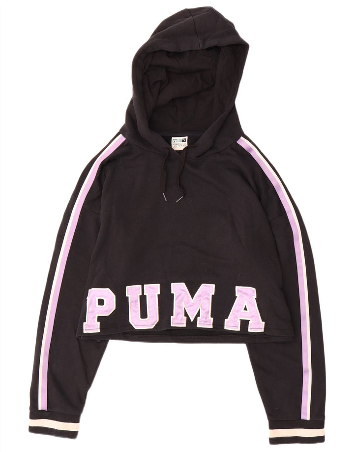 Pulover oversized Crop Hoodie PUMA pentru femei UK 12 Medium Black Colorblock