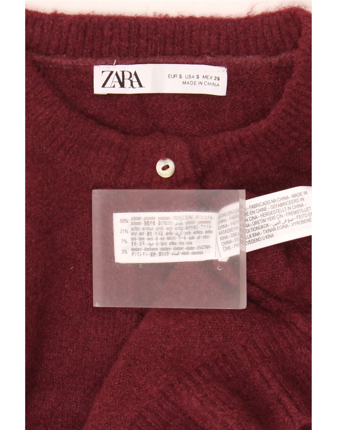 Pulover cardigan supradimensionat pentru femei Zara UK 10, poliester maro mic