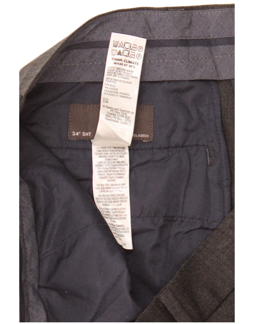 Marks & Spencer Pantaloni de costum crop pentru bărbați L34 L25 Lână gri