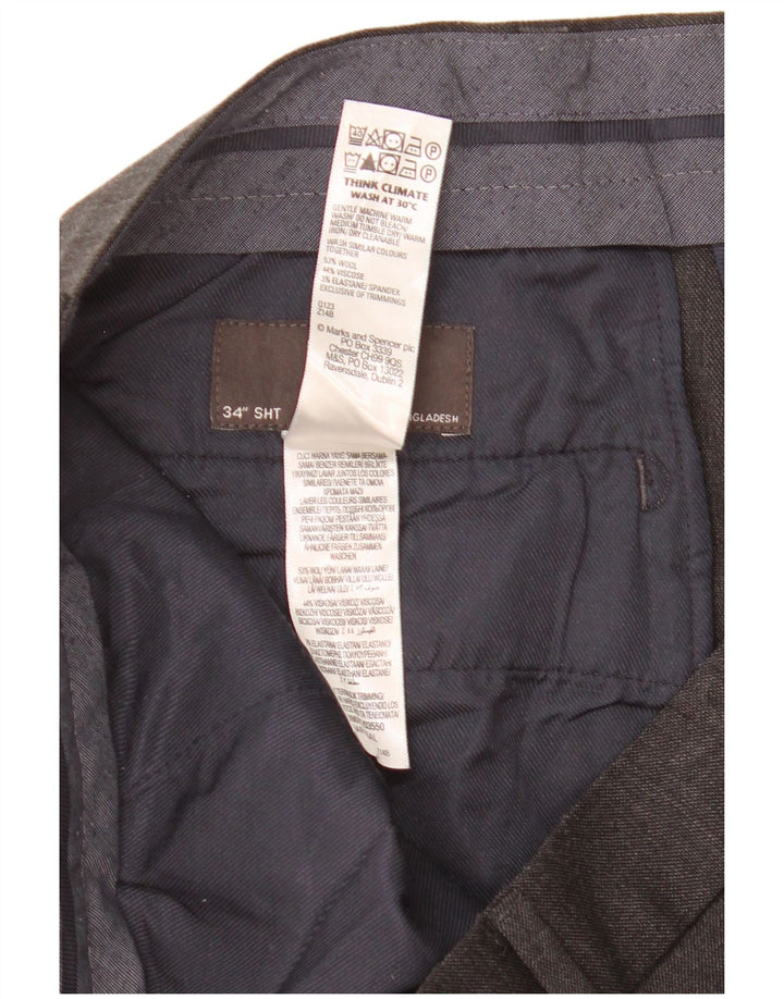 Marks & Spencer Pantaloni de costum crop pentru bărbați L34 L25 Lână gri