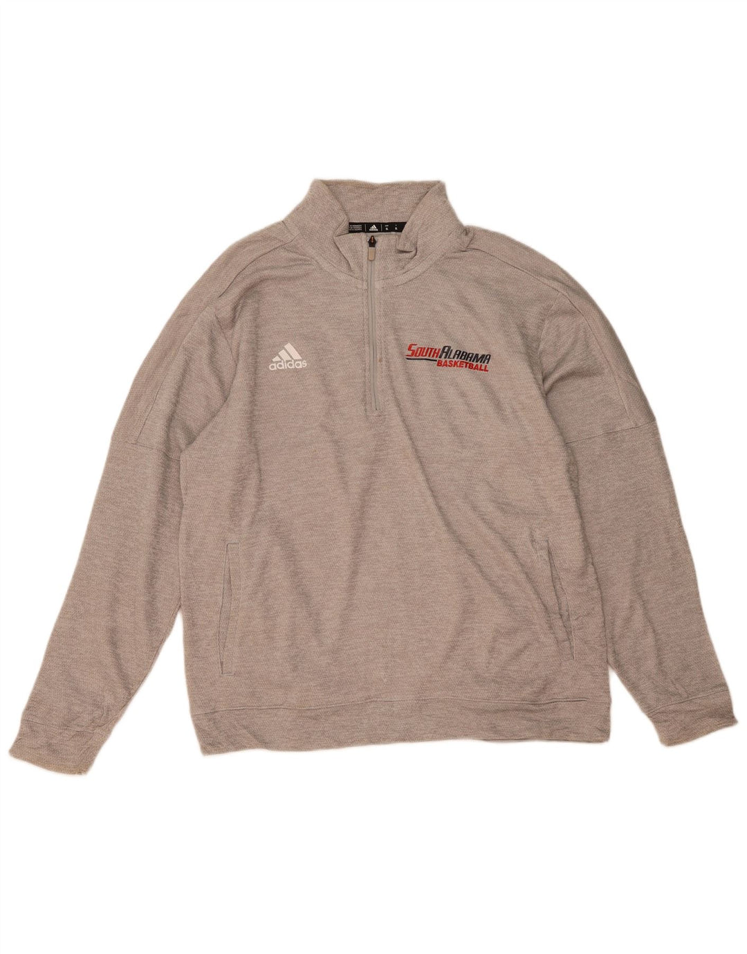 Pulover ADIDAS pentru bărbați, cu grafic, cu fermoar, cu gât, XL, poliester gri