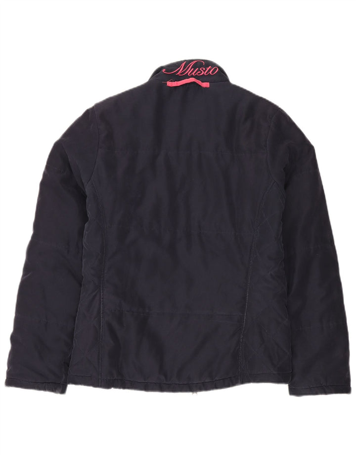 MUSTO Womens Graphic Padded Jacket UK 10 Small Navy Blue Polyester