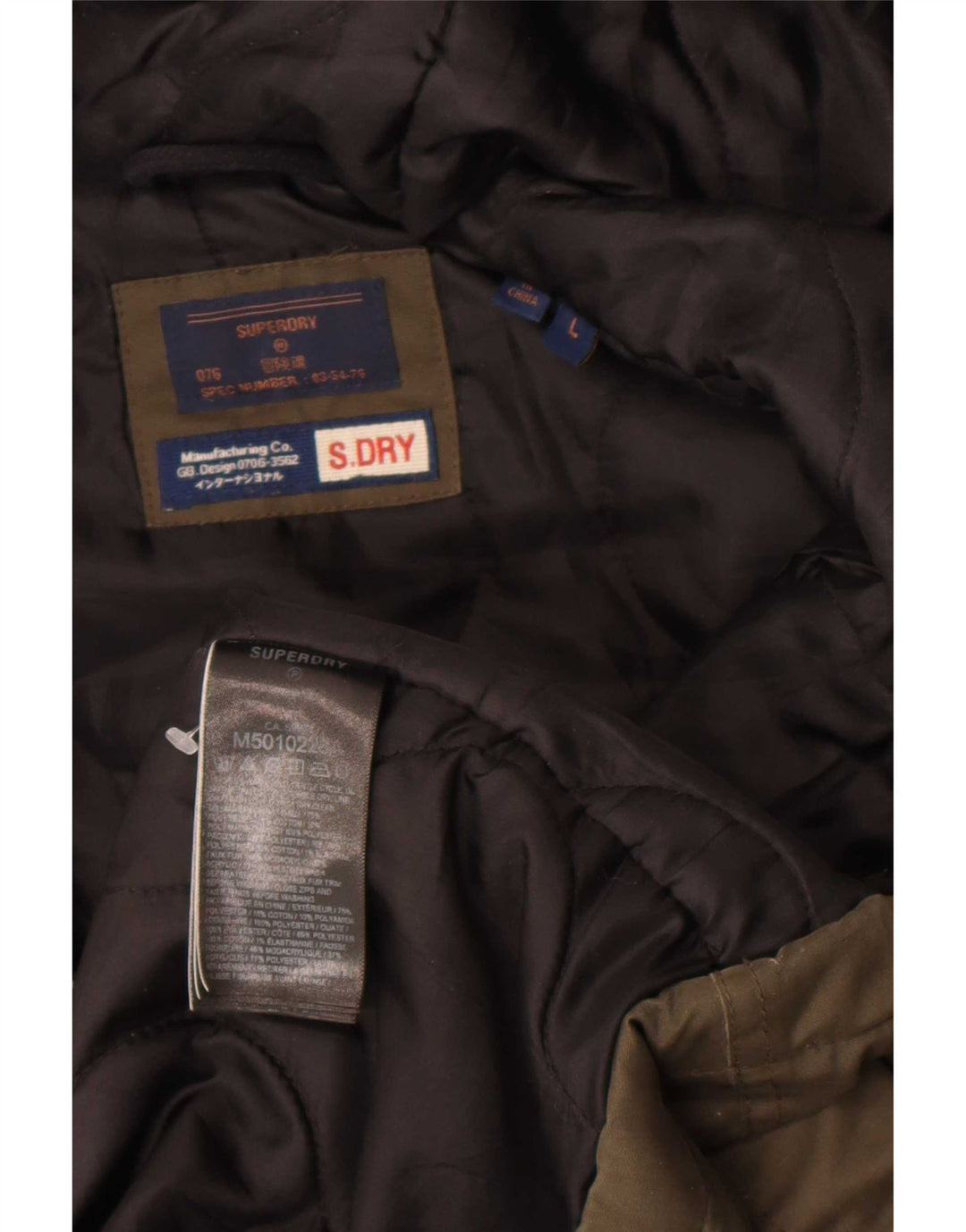 Jachetă parka cu glugă Superdry pentru bărbați UK 40, mare, kaki, poliester