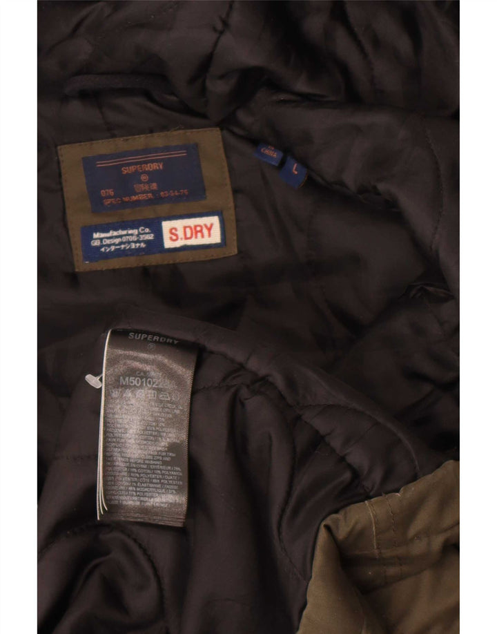 Jachetă parka cu glugă Superdry pentru bărbați UK 40, mare, kaki, poliester