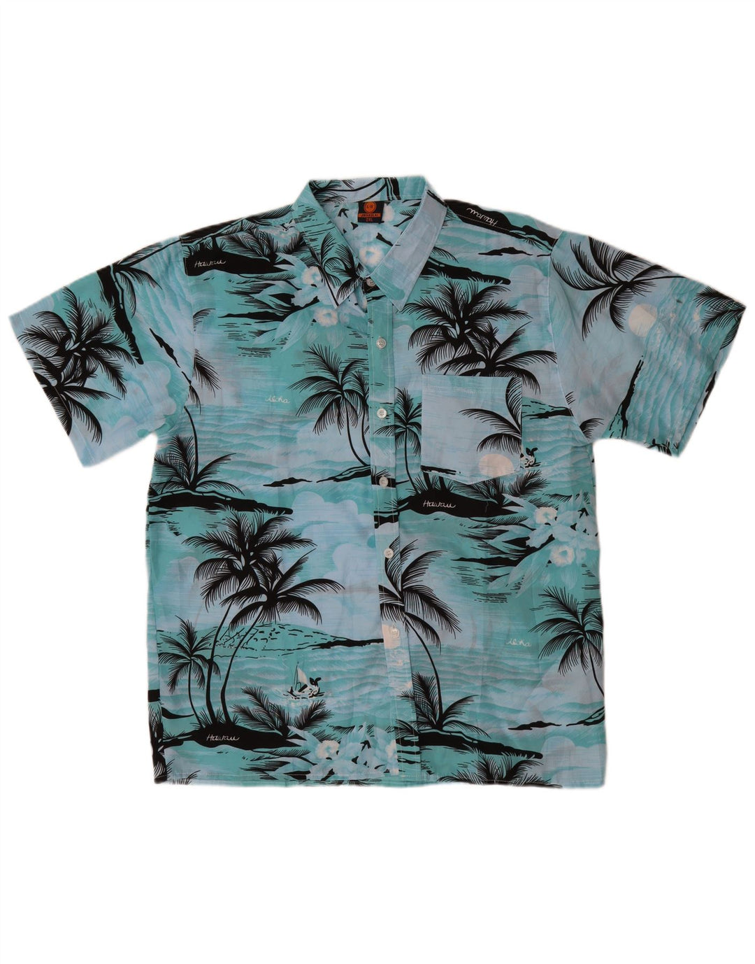 Cămașă cu mânecă scurtă pentru bărbați VINTAGE 2XL albastru poliester hawaian