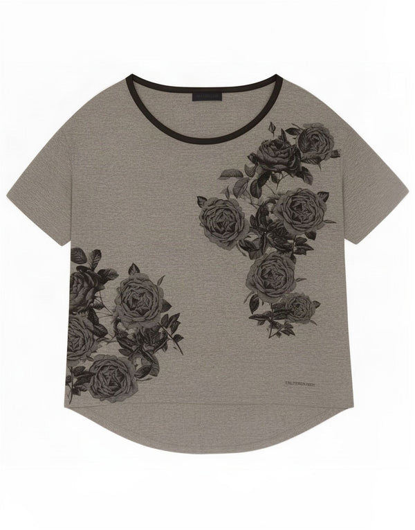 Tricou cu grafic Trussardi pentru femei Top UK 16 Large Gri Floral Viscose