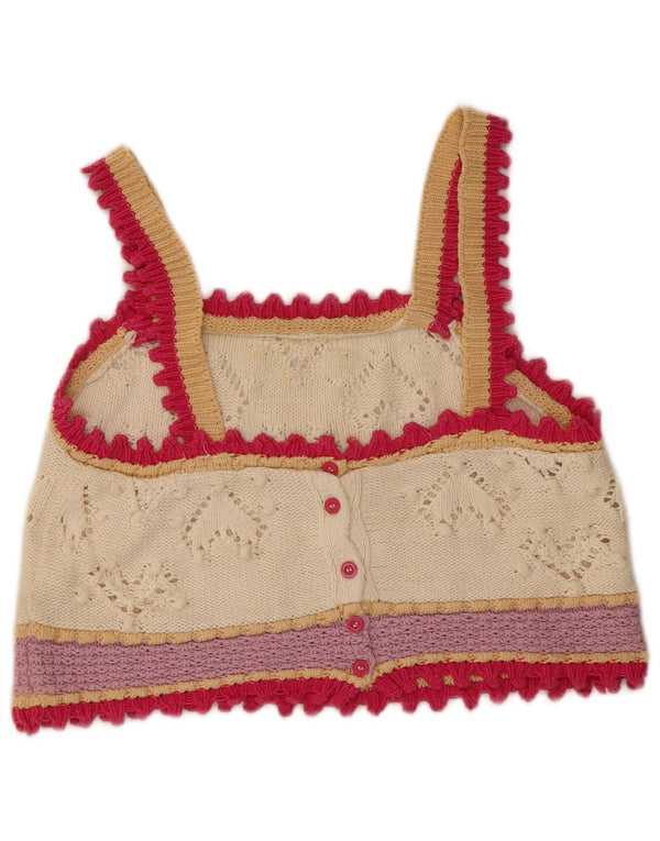 Bluză Crop din tricot pentru femei Zara UK 12, bumbac color bloc alb mediu