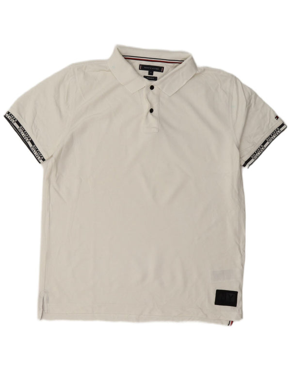 Tricou polo Tommy Hilfiger pentru bărbați, cu croiala normală, din bumbac alb mediu
