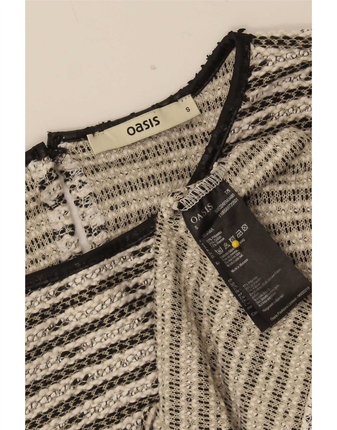 Bluză supradimensionată pentru femei Oasis, UK 10, bumbac cu dungi negre mici