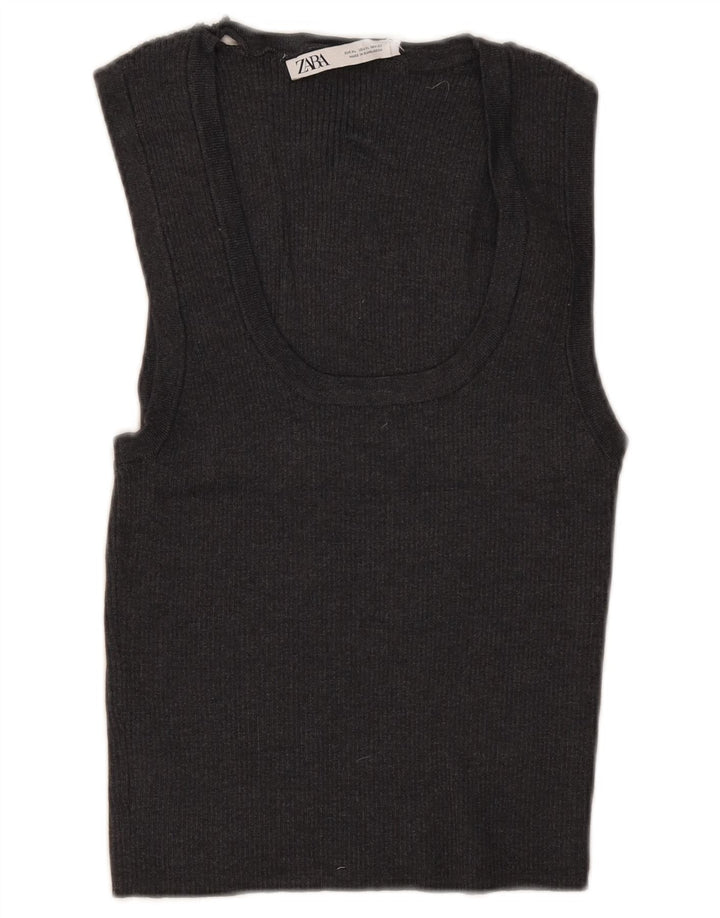 Crop Top fără mâneci pentru femei Zara UK 18 XL gri