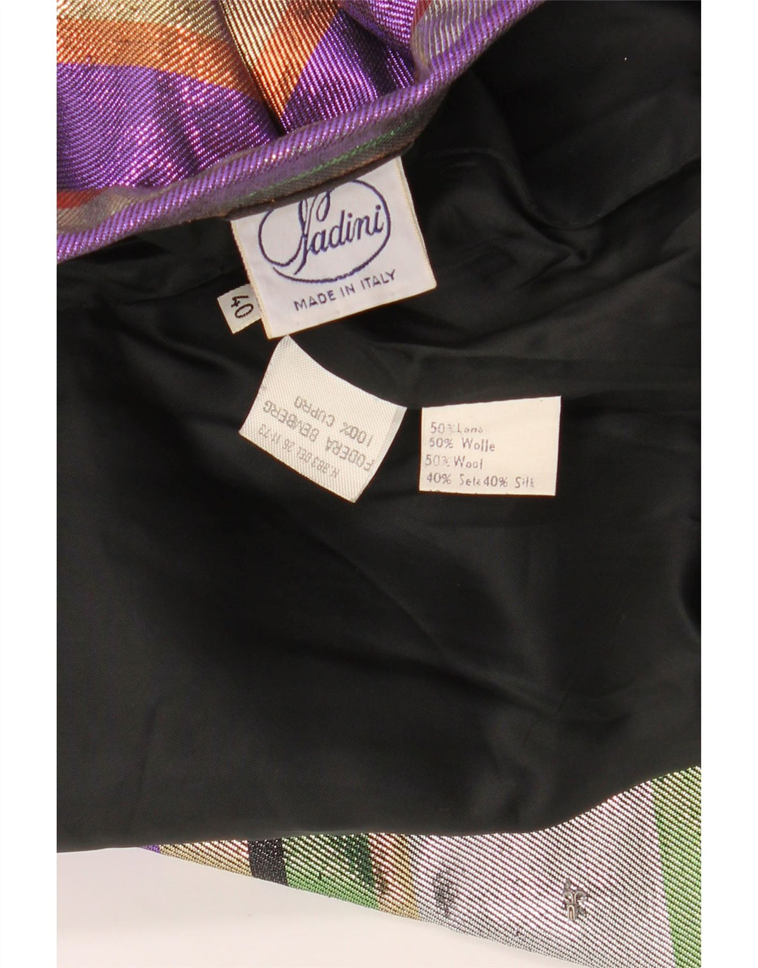 Jachetă pentru femei VINTAGE cu mâneci 3/4 EU 40 Mediu, cu dungi multicolore