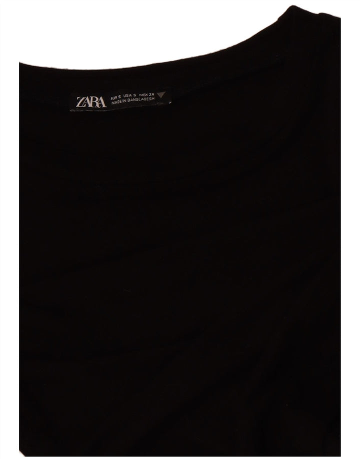 Crop Top pentru femei Zara cu mânecă lungă UK 8 Mic Negru