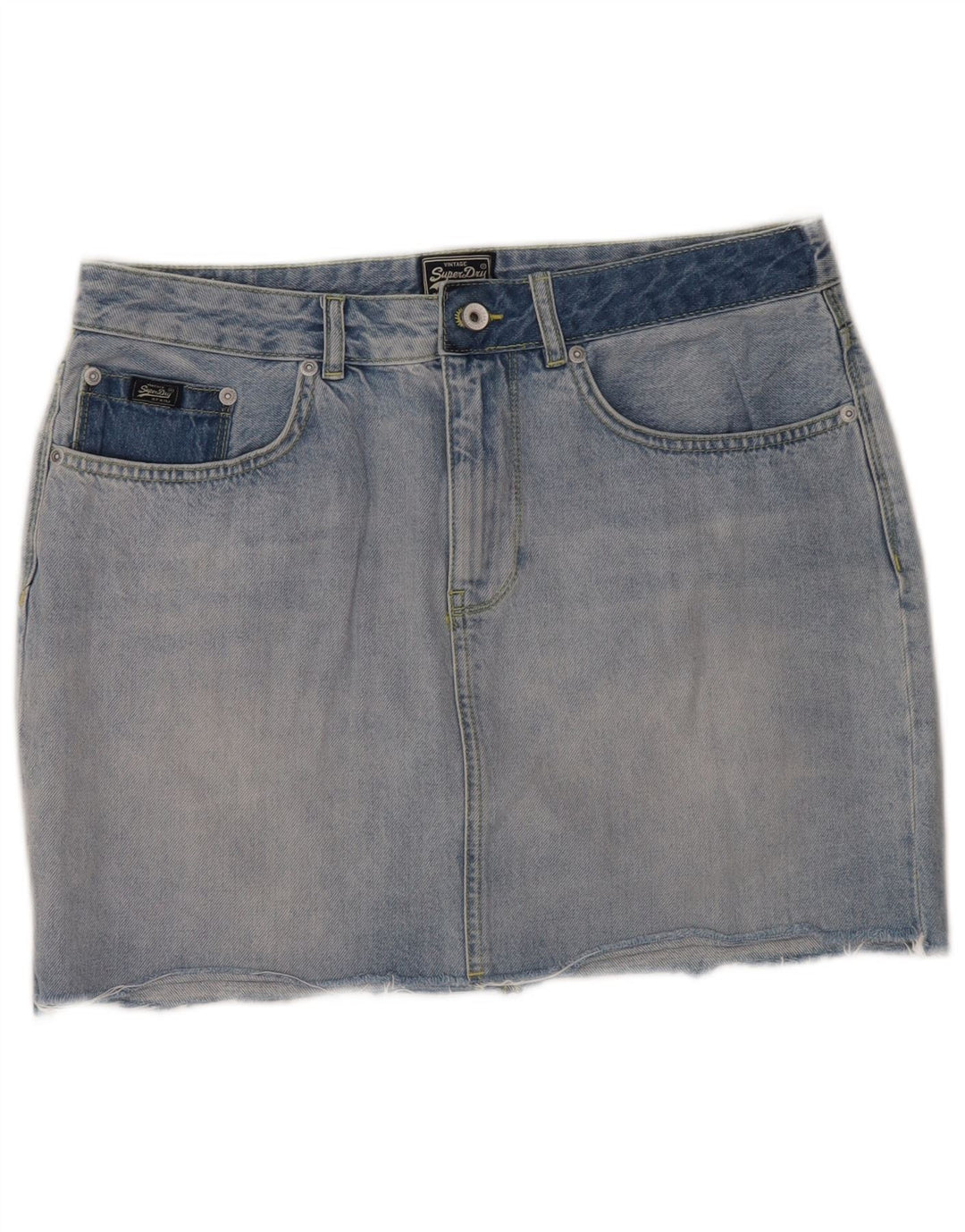 SUPERDRY Fusta mini denim cu talie joasă pentru femei W32, bumbac albastru mare