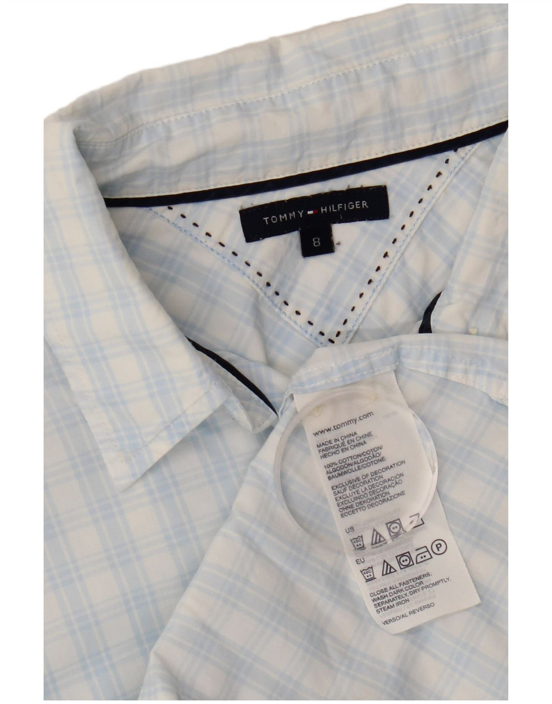 Cămașă Tommy Hilfiger pentru femei US 8 Medium Blue Check Bumbac
