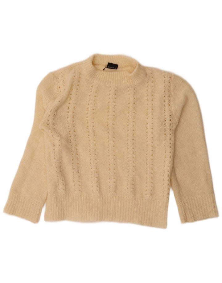 Pulover vintage cu gât țestoasă pentru femei UK 14 Medium Off White