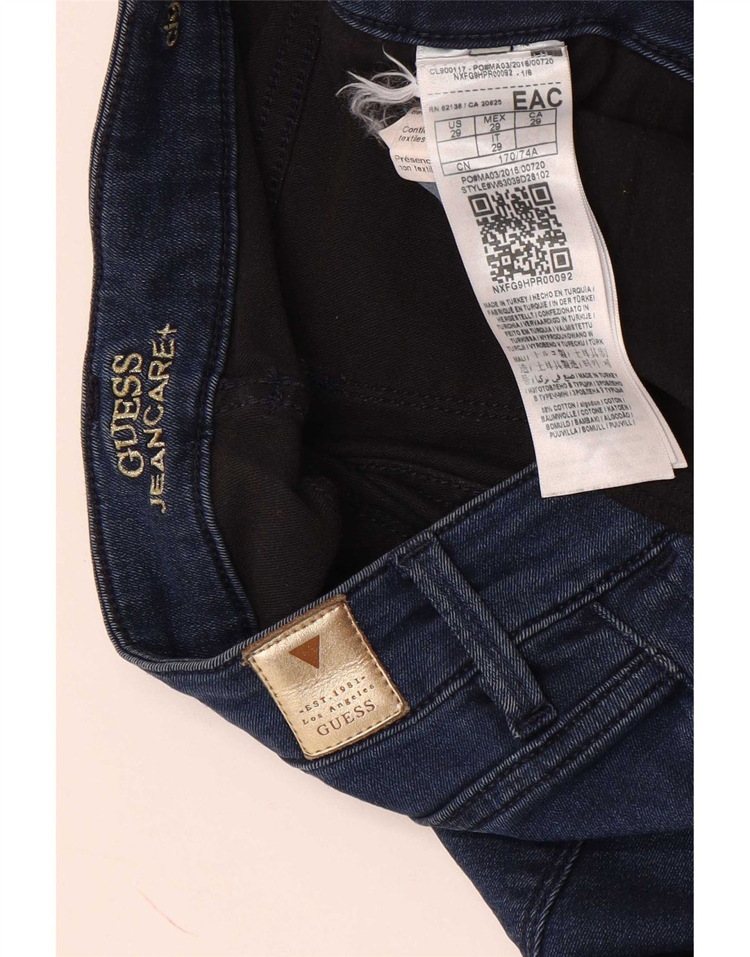 Blugi Guess Cigarette Slim W29 L28 Bumbac Albastru