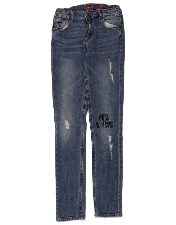 Blugi skinny învechiți pentru fete Guess 11-12 ani W26 L30 Blue Designer