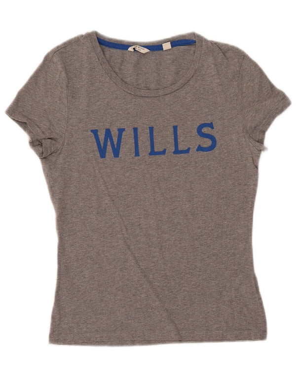 Tricou cu grafic Jack Wills pentru femei Top UK 6 mic, gri bumbac cu pete