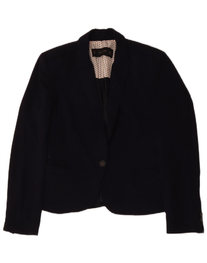 Blazer pentru femei Zara cu 1 nasture UK 14 Medium Bleumarin