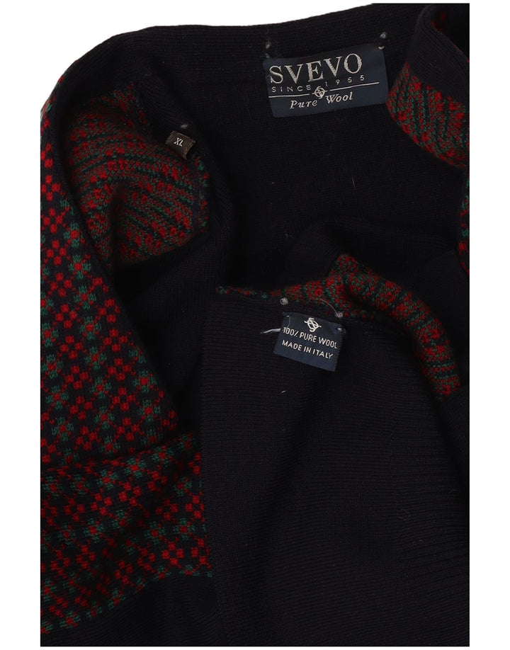 Svevo Gilet Bărbați tricot XL Lână geometrică bleumarin