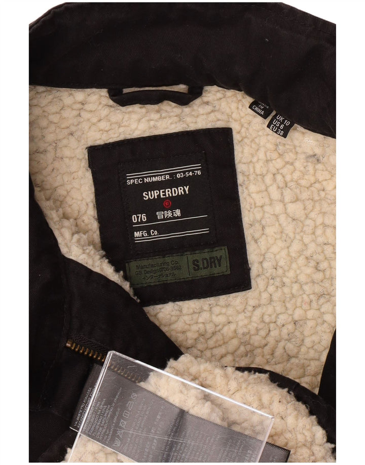 SUPERDRY jachetă militară pentru femei UK 10 mic bumbac negru