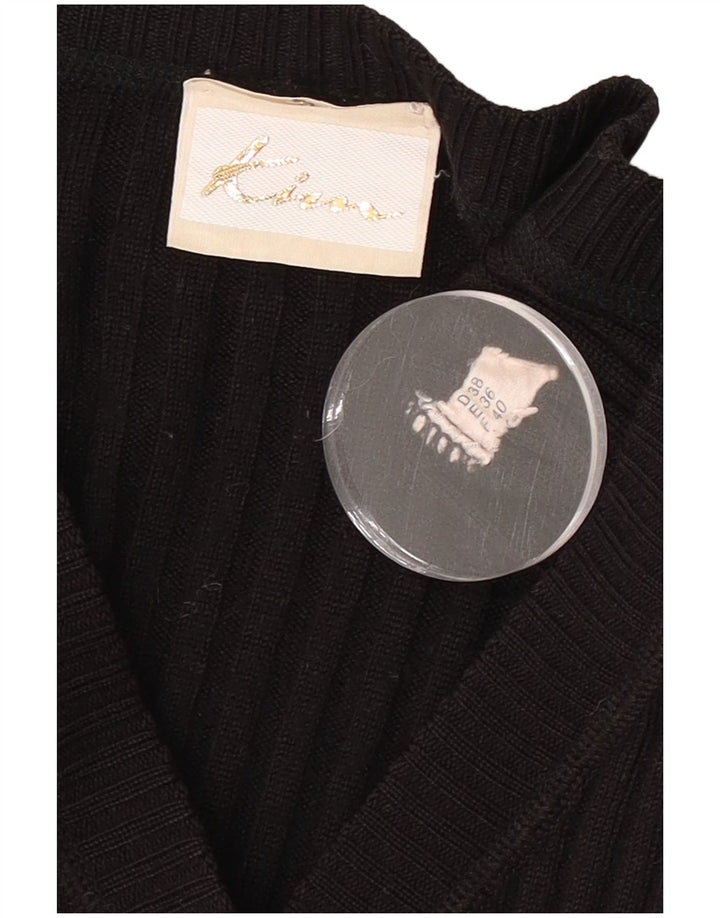 Pulover vintage cardigan crop pentru femei EU 36 Mic Negru Poliacrilic