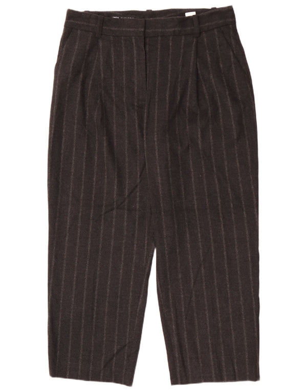Pantaloni de costum crop conici pentru femei Zara L30 L26, gri cu dungi