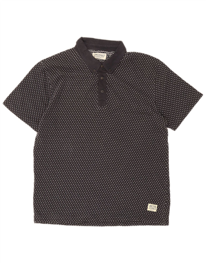 Cămașă polo Jack & Jones pentru bărbați, bumbac cu pete, albastru marin mediu