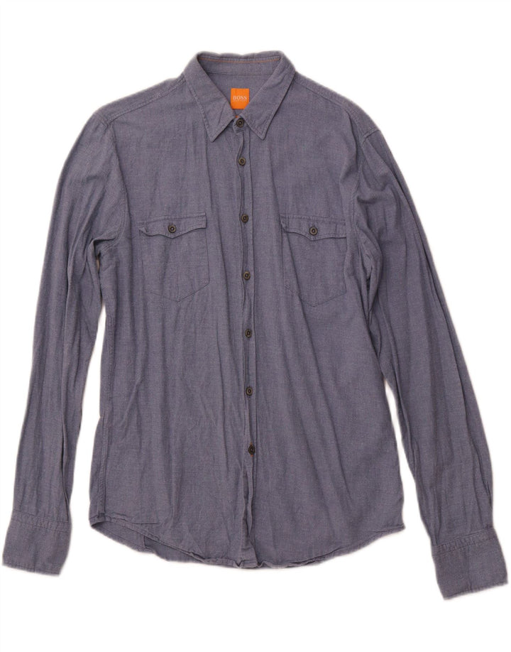 Cămașă pentru bărbați HUGO BOSS Slim Fit, bumbac albastru mediu