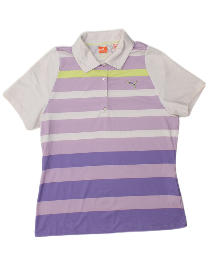 Tricou polo PUMA pentru femei UK 14 Poliester cu dungi mov mari