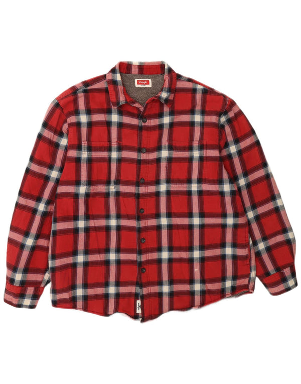 Wrangler Mens Lumberjack Flannel Shirt Large Red Plaid