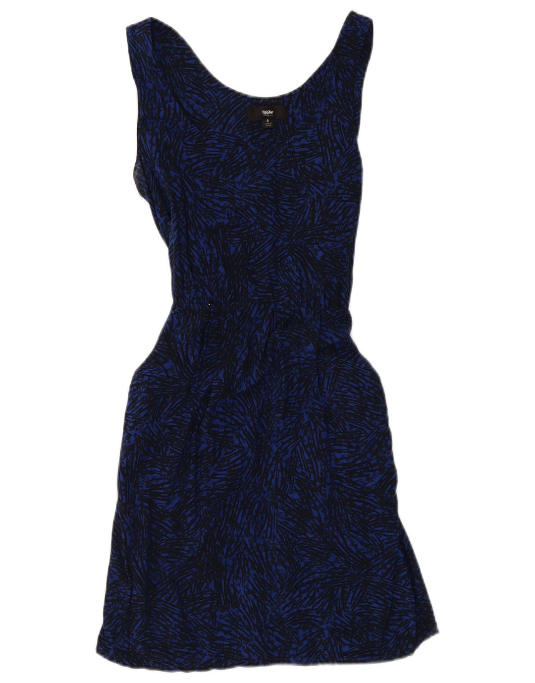 MOSSIMO Womens Abstract Pattern Sleeveless A-Line Dress UK 10 Small Blue