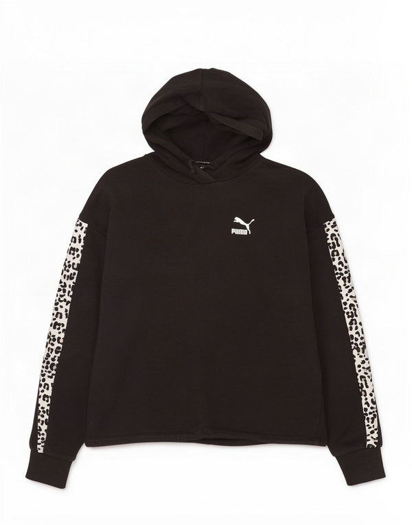 Pulover supradimensionat pentru femei Puma UK 10 Small Black Animal Print