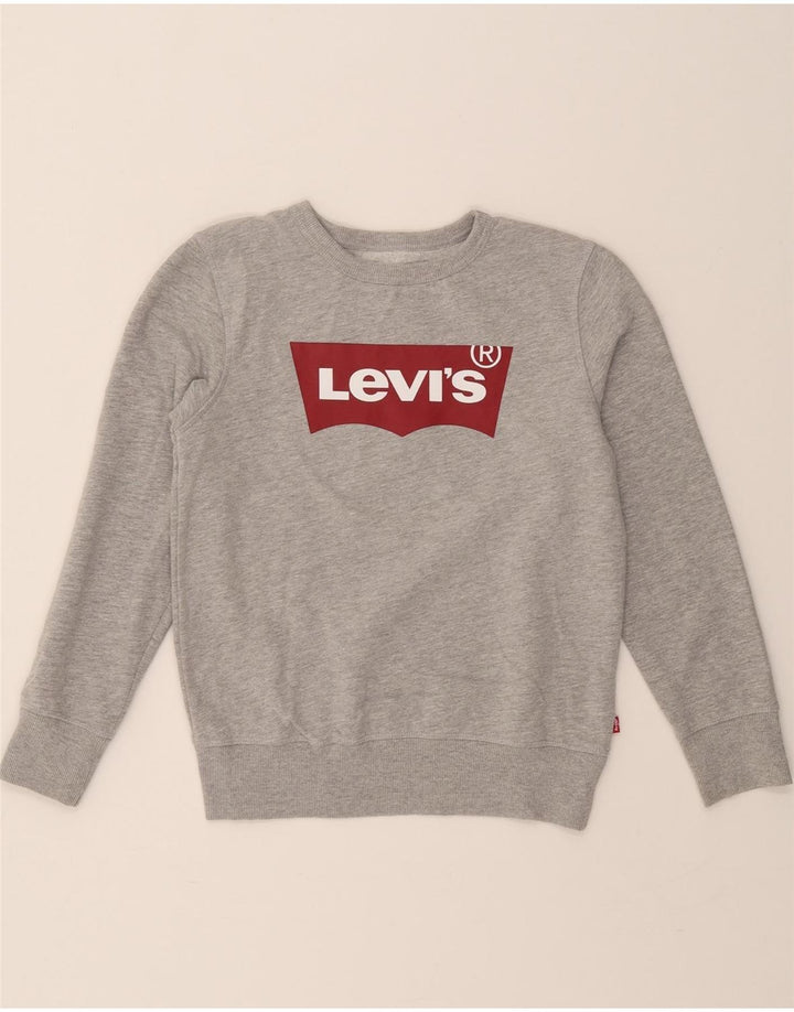 LEVI'S Boys Graphic Sweatshirt Jumper 10-11 Years Medium Grey Cotton Vintage Levi's and Second-Hand Levi's from Messina Hembry 