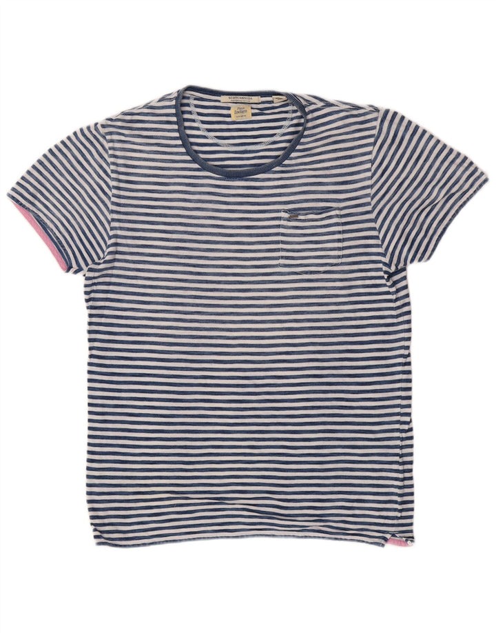 Tricou pentru bărbați Scotch & Soda Top Medium Blue Striped Bumbac Classic