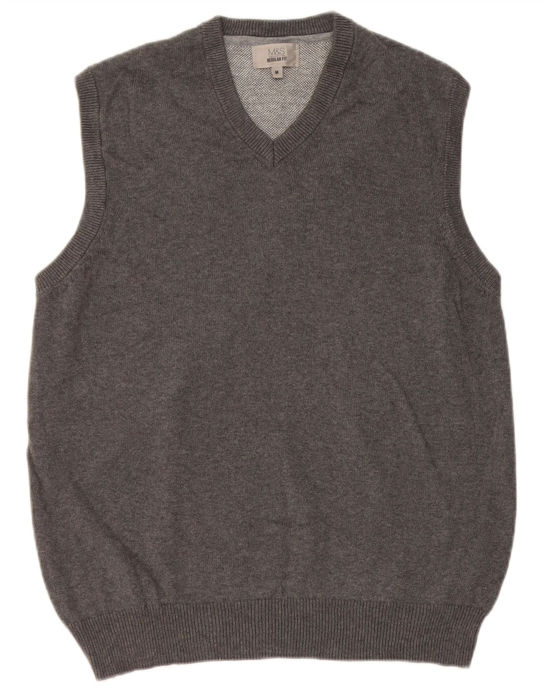 Marks & Spencer Mens Regular Fit Vest Tank Top Bumbac Gri mediu