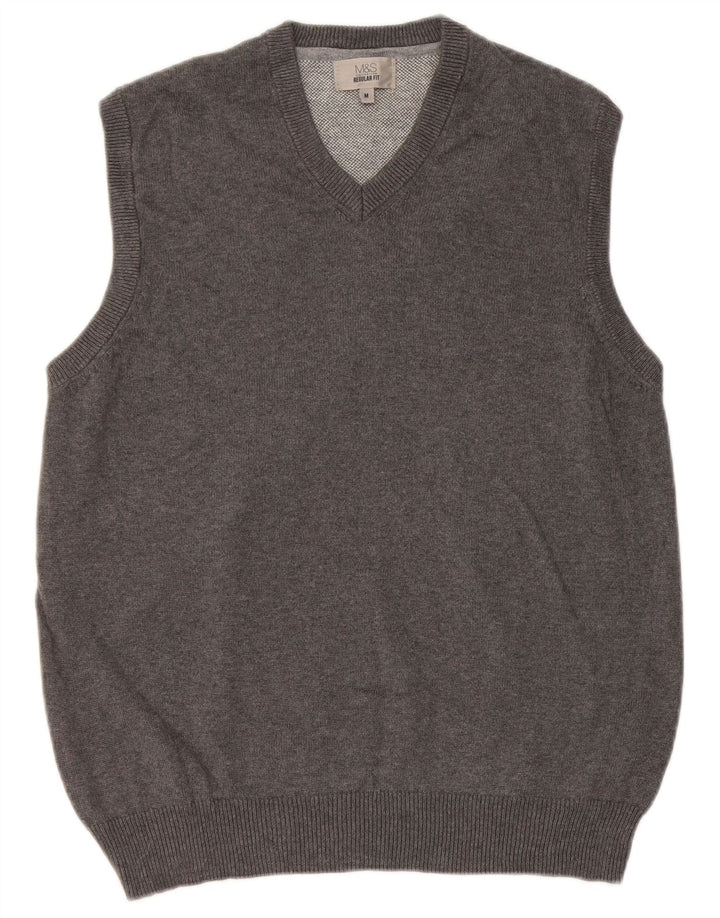 Marks & Spencer Mens Regular Fit Vest Tank Top Bumbac Gri mediu
