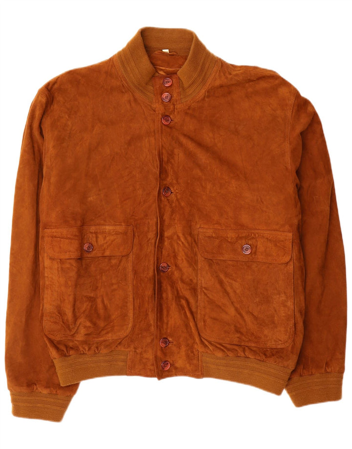 Jachetă Bomber Vintage pentru bărbați din piele intoarsa IT 56 3XL din piele maro